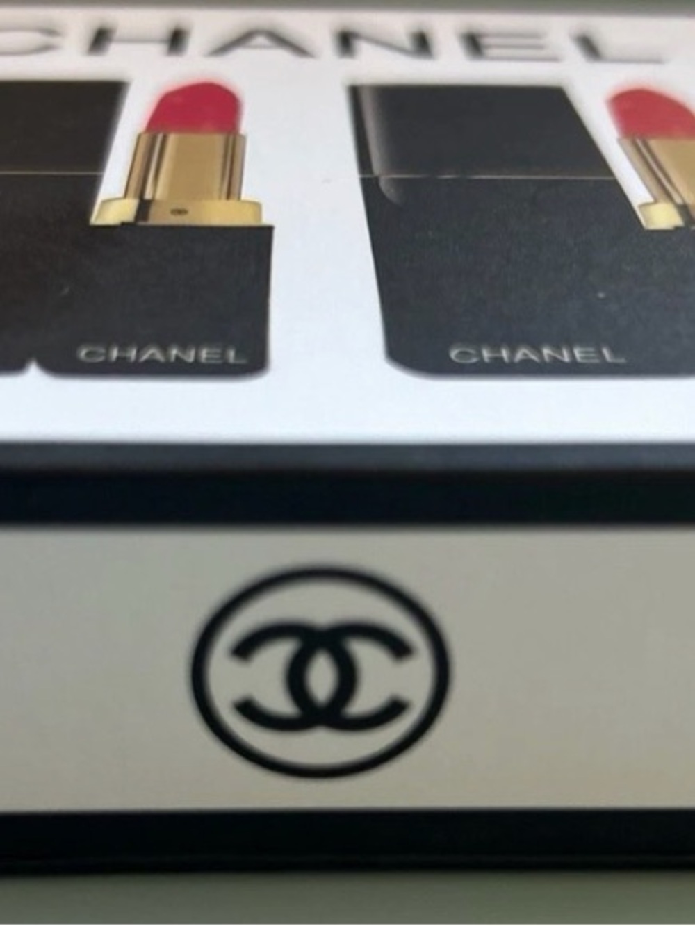 CHANEL Black & Gold Lipstick Art Print with Red Accents